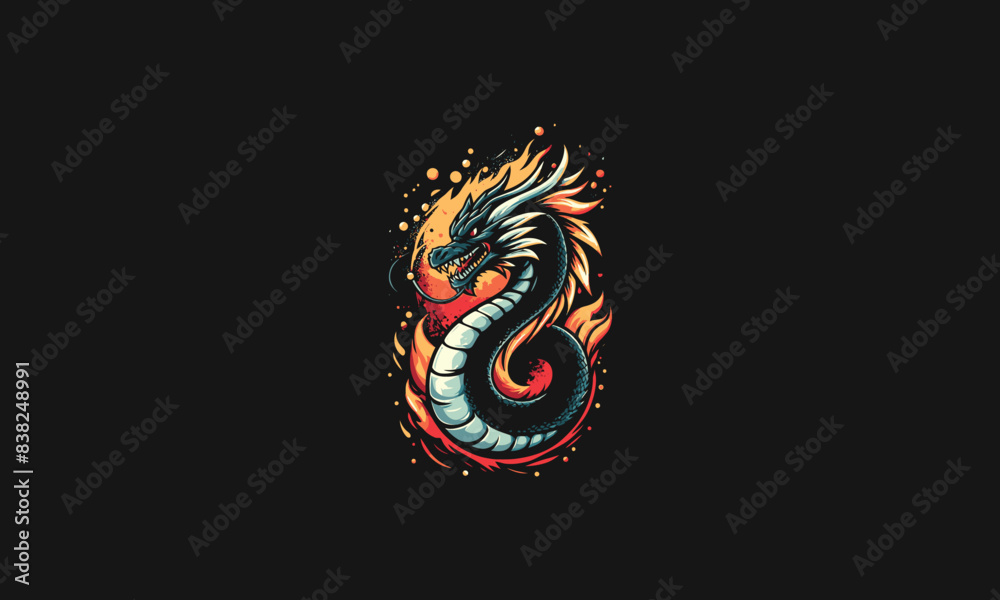dragon angry on moon vector artwork design