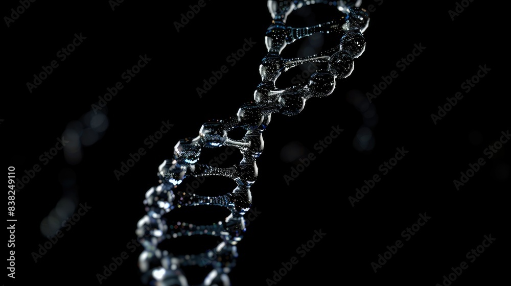 DNA double helix model on a black background. DNA double helix model on a black background.