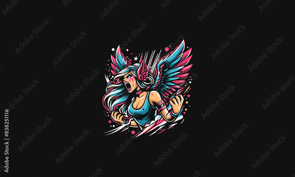 Obraz premium angel women angry vector illustration mascot design