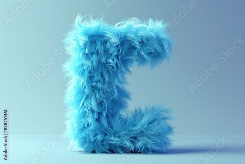 A single blue fuzzy letter E on a plain surface  suitable for use as an icon or symbol