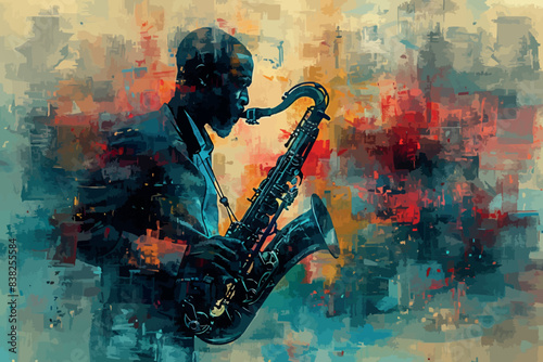 A freehand vector and watercolor drawing of a trumpet on white background