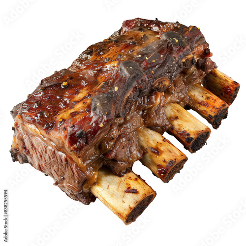 A savory beef rib slow-cooked, isolated on transparent white background