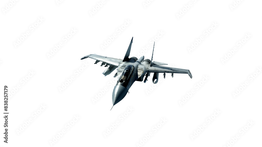 Modern Fighter Jet in Flight - Aerial View - isolated on transparent background Modern Fighter Jet in Flight - Aerial View - isolated on transparent background