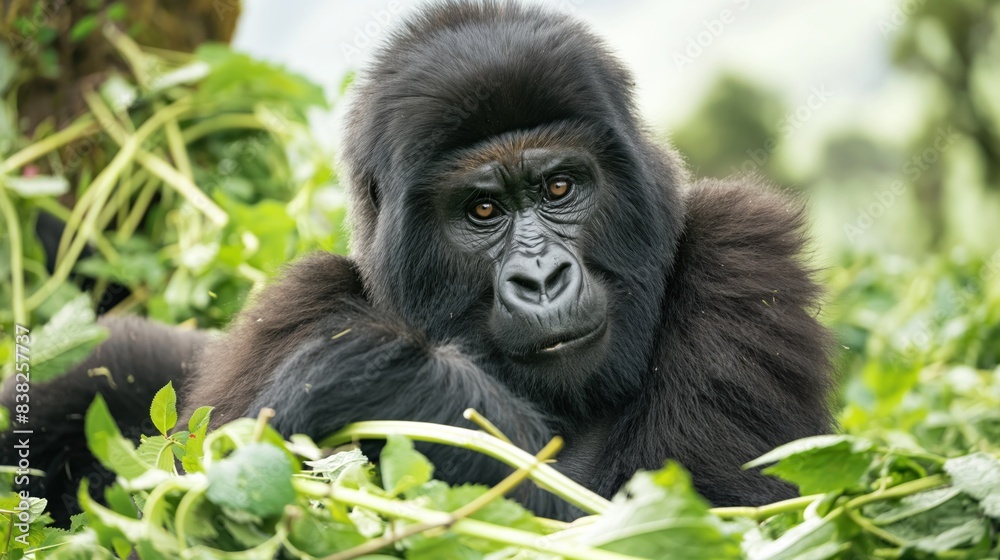 mountain gorilla in its natural habitat - rainforest animal mountain gorilla in its natural habitat - rainforest animal