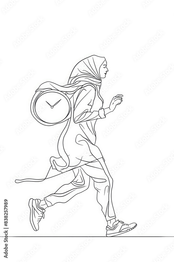 Obraz premium A person wearing a backpack is running on a path