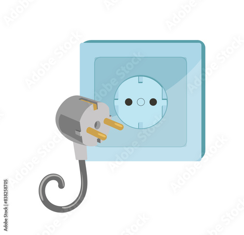 Classic AC power plug and socket outlet cartoon vector illustration isolated on white background