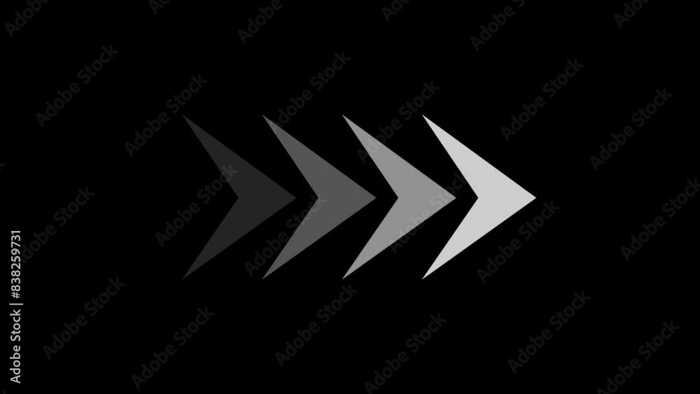 animated white arrow showing directions on black background.