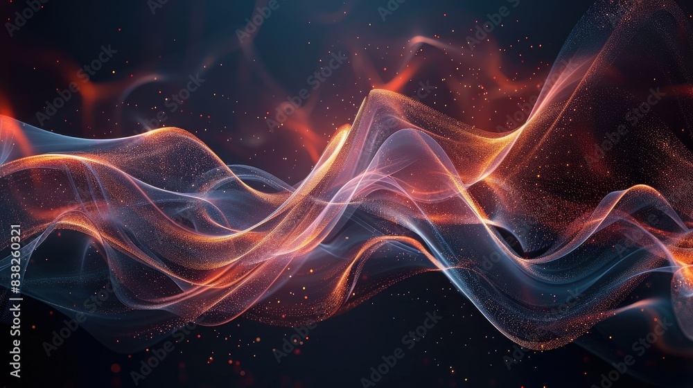 Stunning graphic light waves flowing smoothly on a dark backdrop, creating a sense of motion and energy Stunning graphic light waves flowing smoothly on a dark backdrop, creating a sense of motion and energy