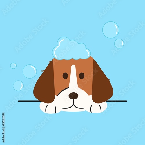 Dog taking a bath_vector