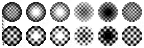 ハーフトーン　丸　円　あしらい　黒　ベクターセット
