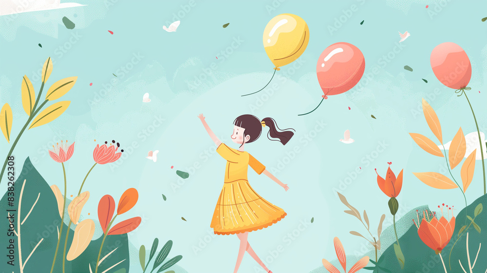 Fototapeta premium Happy childs celebrated Children's day, illustration for decorative card