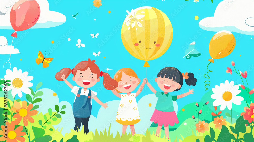 Happy childs celebrated Children's day, illustration for decorative card Happy childs celebrated Children's day, illustration for decorative card