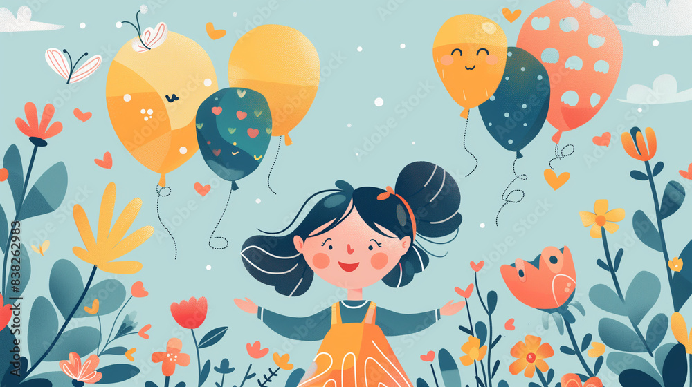 Happy childs celebrated Children's day, illustration for decorative card