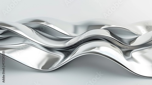 Cool platinum wave abstract background, sleek and futuristic, isolated on white