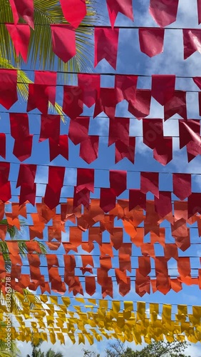 June festivities colorful flags. Saint John's festival. vertical