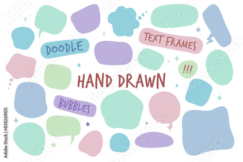 Set of free wavy curve frames for text, speech bubbles, decorative elements, hand drawn shapes
