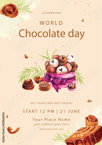 World Chocolate Mint Day Vector Illustration. Suitable for greeting card, poster and banner. ! A day dedicated to the delicious and refreshing combination of rich chocolate and cool, minty flavor