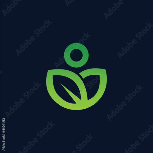 logo two leaf similar human with green color gradation