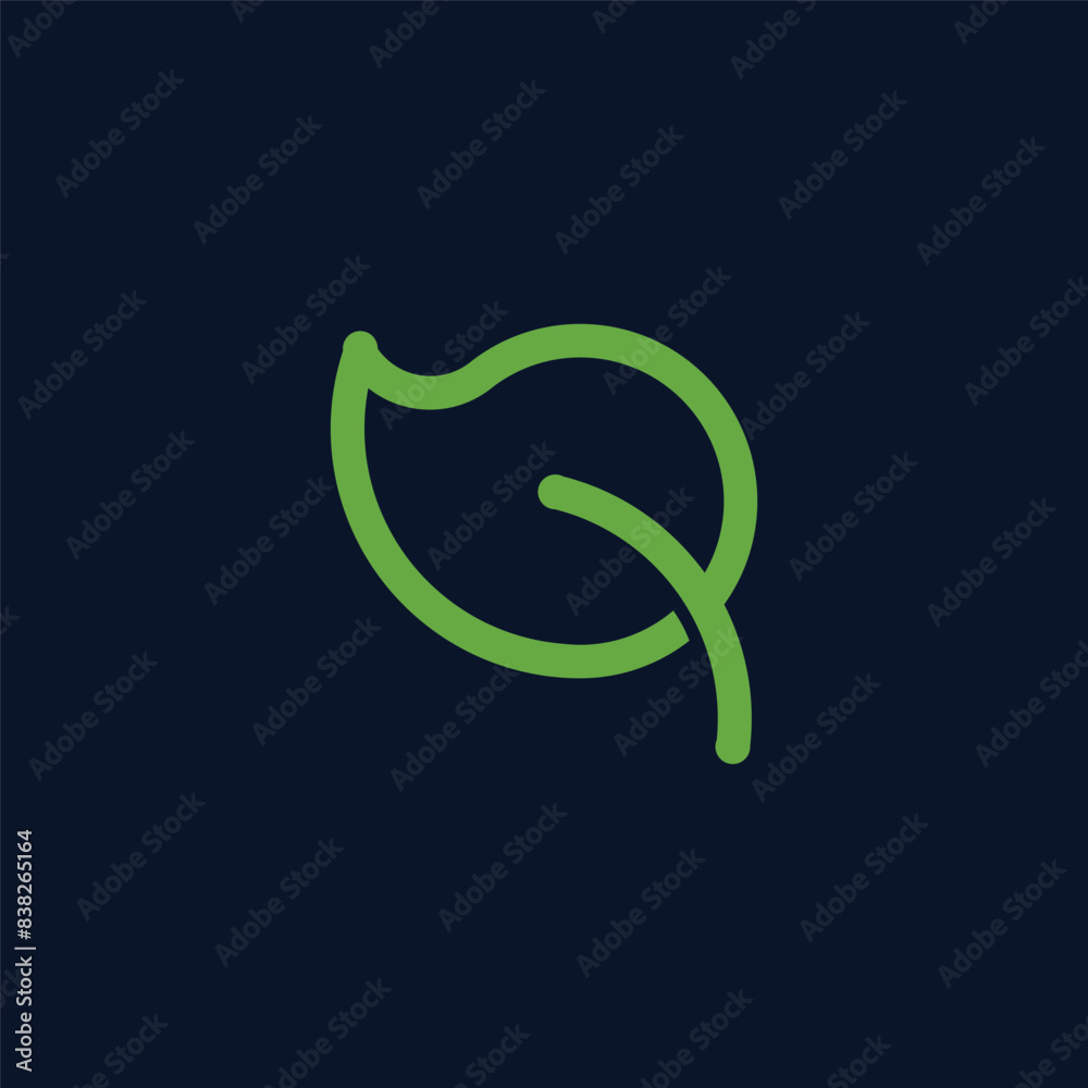 Logo line with leaf shaping with green color Logo line with leaf shaping with green color