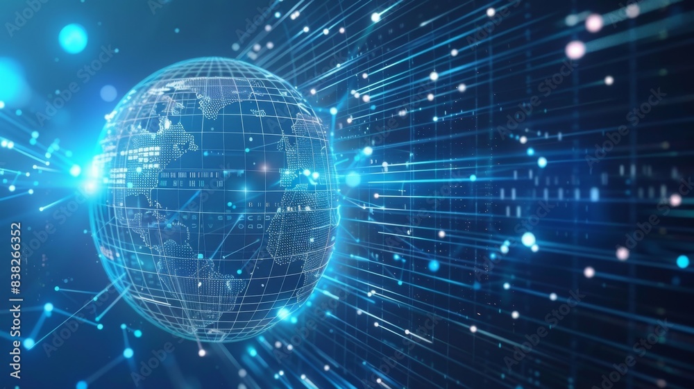World map globe and blockchain polygon peer to peer network concept for fourth industrial revolution business banner. World map globe and blockchain polygon peer to peer network concept for fourth industrial revolution business banner.