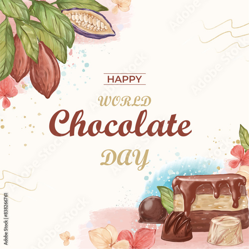 World Chocolate Mint Day Vector Illustration. Suitable for greeting card, poster and banner. ! A day dedicated to the delicious and refreshing combination of rich chocolate and cool, minty flavor