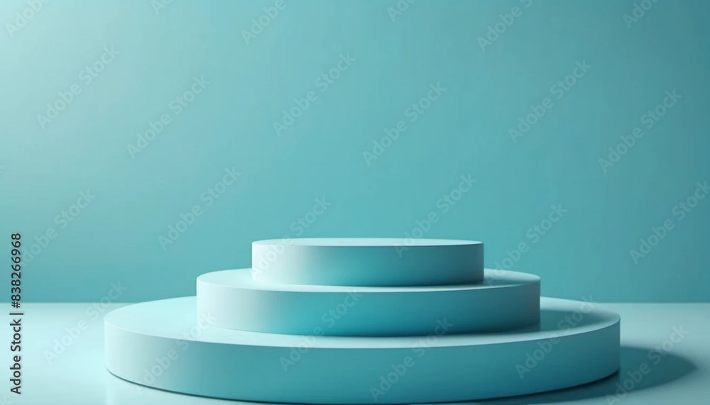 Pastel blue 3d round podium for product display. Pastel blue 3d round podium for product display.