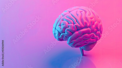 Brain Model in Neon Light 