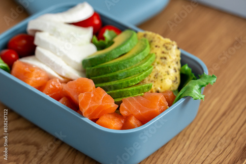 avocado, background, beans, bowl, box, broccoli, buckwheat, calcium, cheese, container, cooked, culinary, cutout, delicious, delivery, diet, dinner, dish, eat, eating, element, feta, fish, food, frenc photo