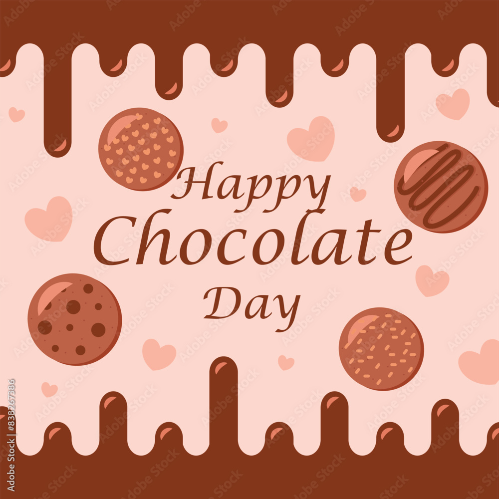 Fototapeta premium World Chocolate Mint Day Vector Illustration. Suitable for greeting card, poster and banner. ! A day dedicated to the delicious and refreshing combination of rich chocolate and cool, minty flavor