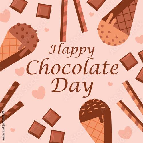 World Chocolate Mint Day Vector Illustration. Suitable for greeting card, poster and banner. ! A day dedicated to the delicious and refreshing combination of rich chocolate and cool, minty flavor