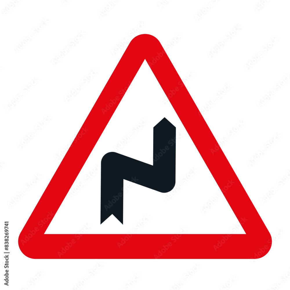 DANGER TRAFFIC SIGNS OF SPAIN, P-14a - Dangerous curves to the right - SVG DANGER TRAFFIC SIGNS OF SPAIN, P-14a - Dangerous curves to the right - SVG