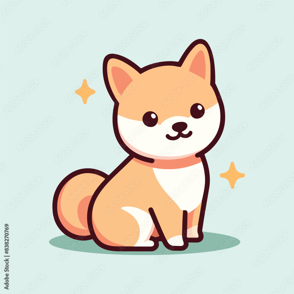 Happy cute shiba inu dog cartoon vector illustration Happy cute shiba inu dog cartoon vector illustration
