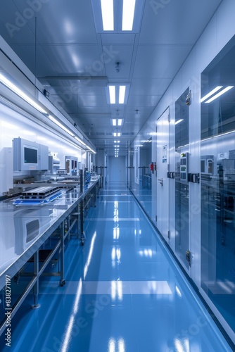 Wallpaper Mural Hightech cleanroom with overhead wafer transfer system in semiconductor production facility Torontodigital.ca