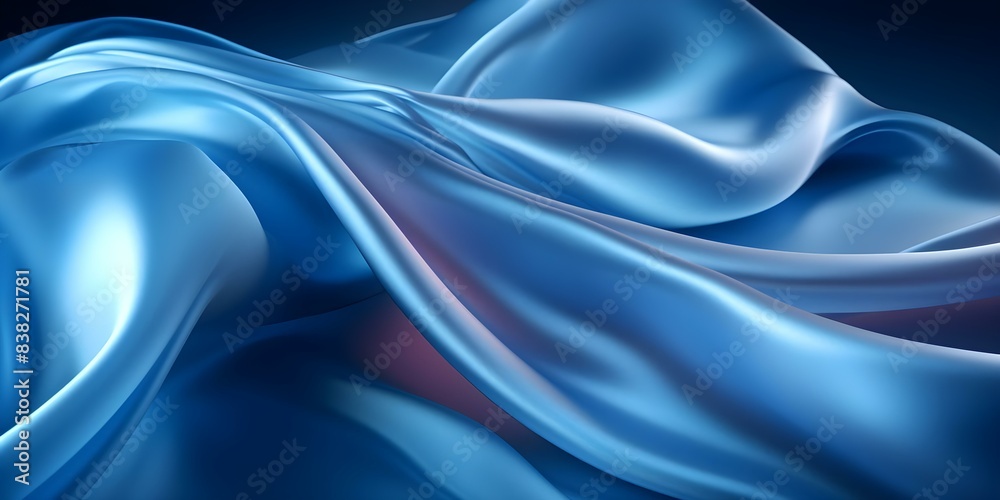 Obraz premium Blue 3D technology background with abstract aurora silk design. Concept Technology, 3D, Blue background, Abstract design, Aurora silk