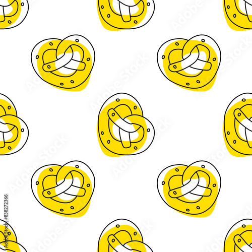 Seamless pattern with mini pretzels on an isolated background.