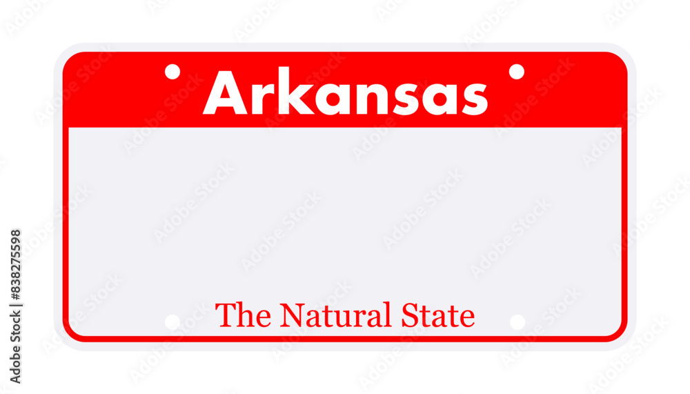 License plate of Arkansas. Car number plate. Vector stock illustration License plate of Arkansas. Car number plate. Vector stock illustration