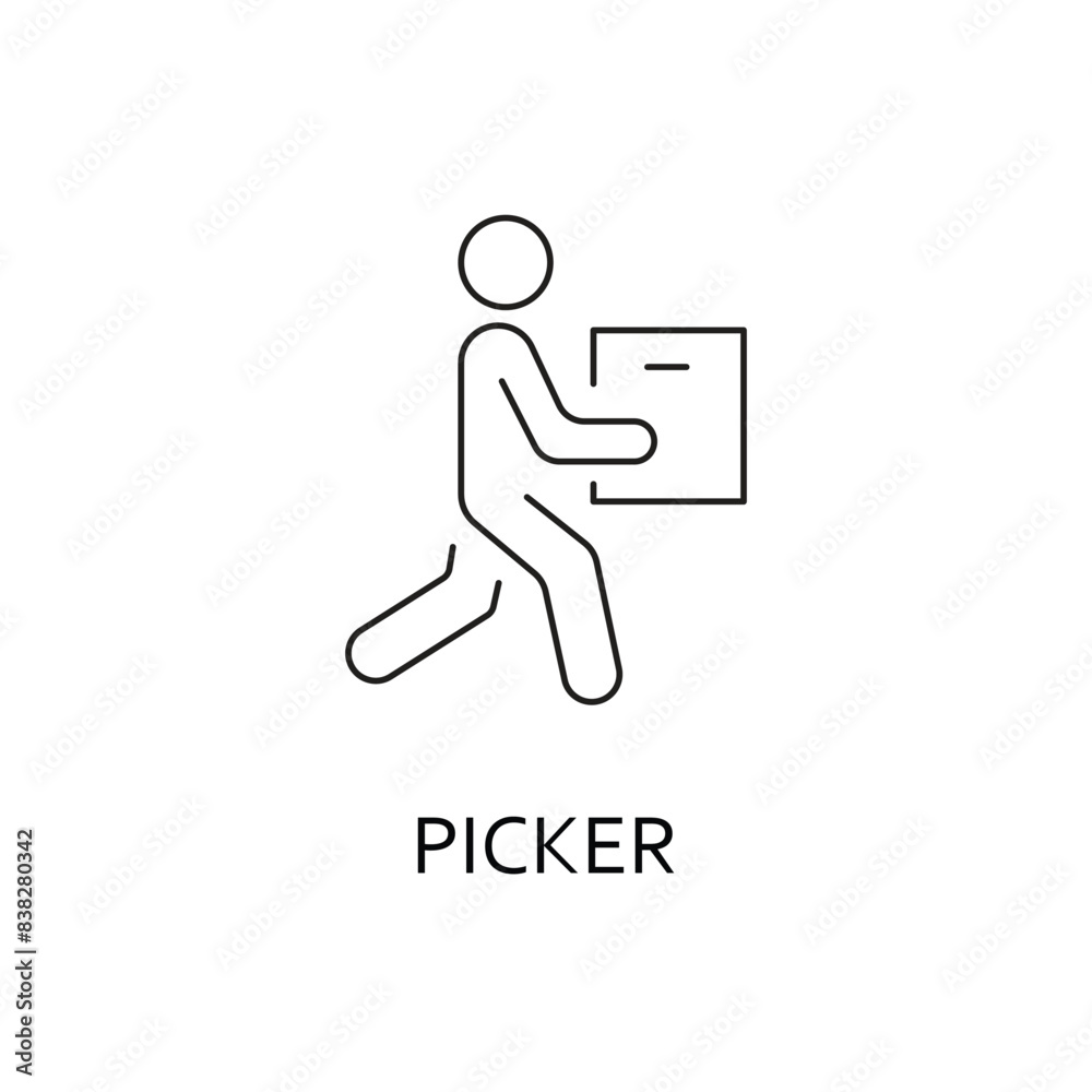 Picker, Warehouse Worker Icon for Order Fulfillment and Inventory Management. Picker, Warehouse Worker Icon for Order Fulfillment and Inventory Management.