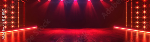 Minimalist stage with bright audition lights photo