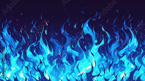 Blue flame isolated on black background