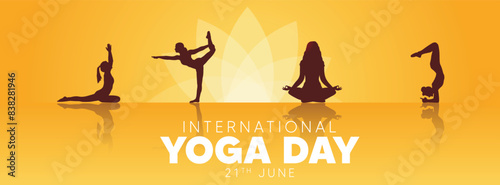 international yoga day 21 June  girls doing yoga vector poster