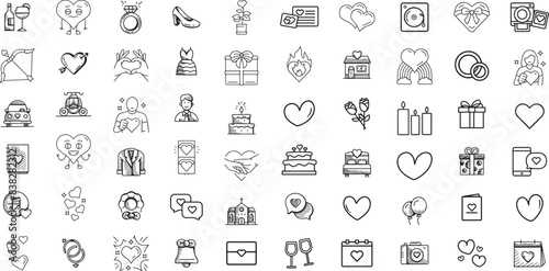 Hand Drawn Wedding & Marriage Icons Set