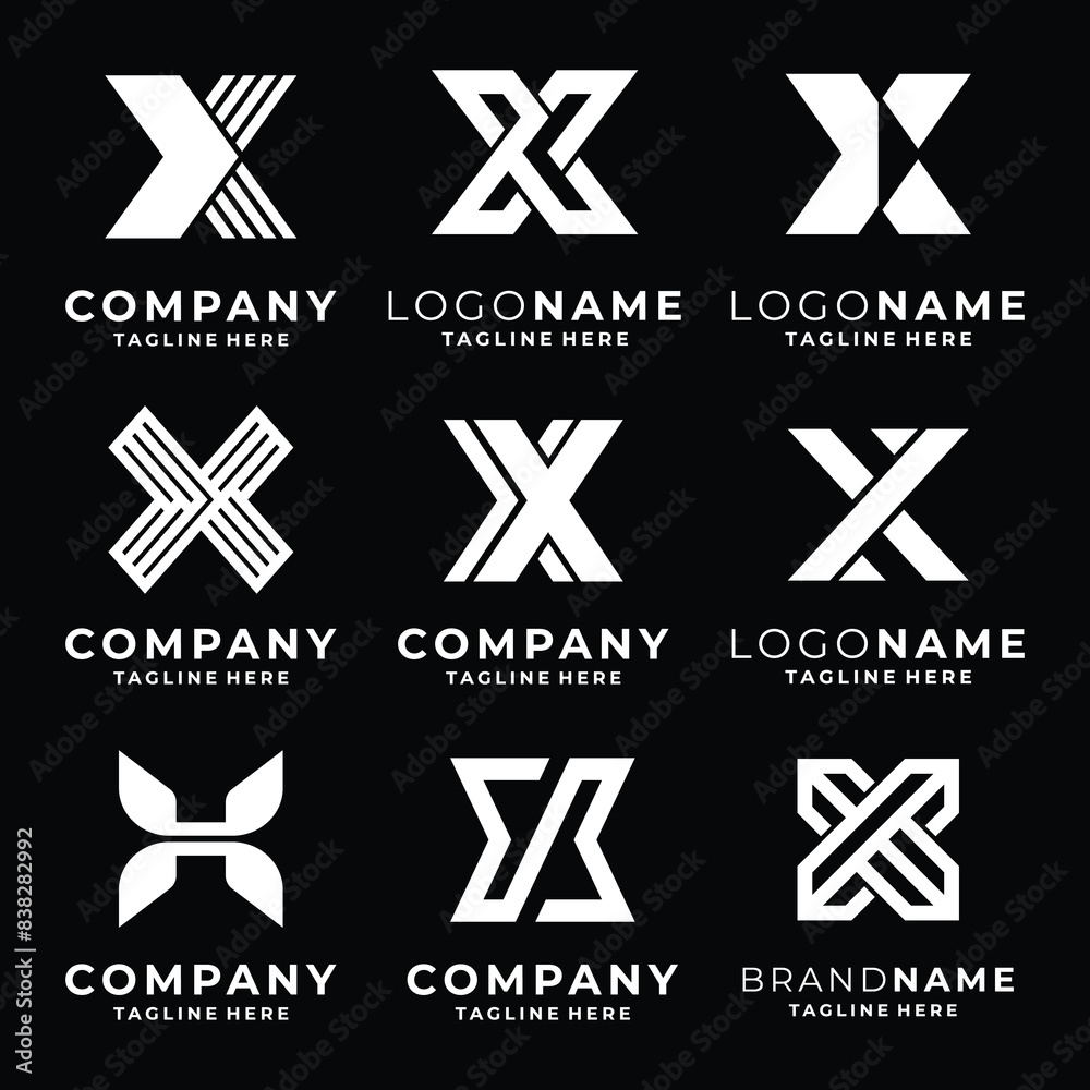 Set of X letter logo template vector