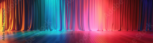 Colorful Stage Backdrop at Audition - Vibrant, minimalist design in shades of daroonwan, perfect for auditions and performances