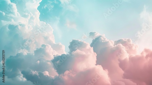 soft pink and blue clouds isolated on white ethereal sky photograph © Bijac