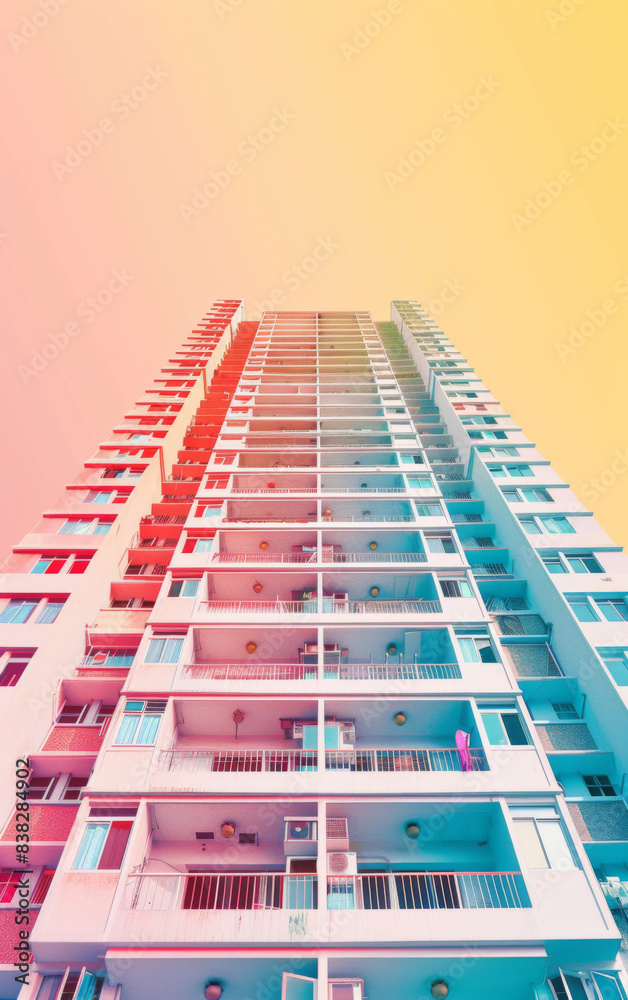 Fototapeta premium A tall building with a rainbow colored facade