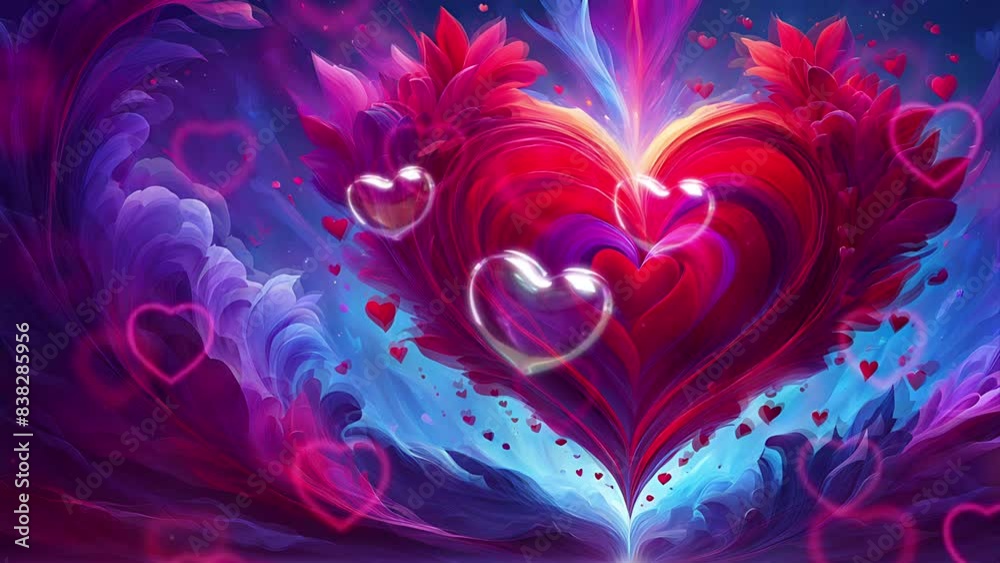 Beautiful red heart shape illustration, symbolizing love and passion