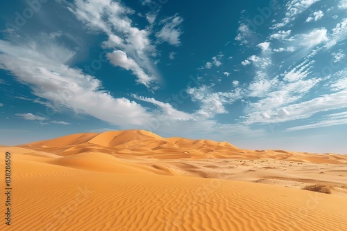 Golden Sand Dunes Under Blue Sky