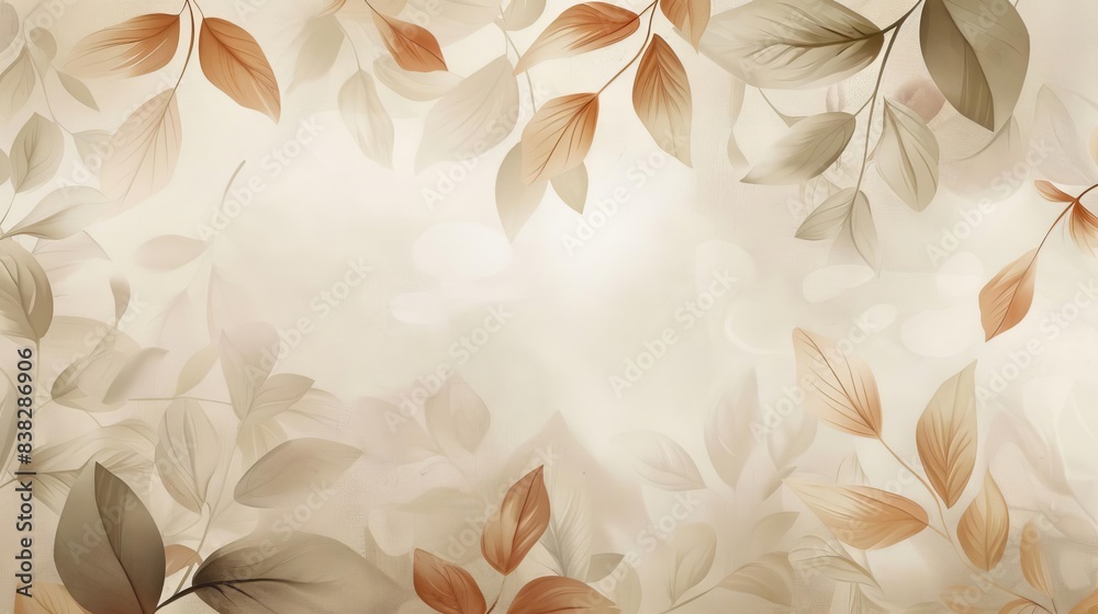 soothing abstract background with natural leaves in light brown and beige tones minimalist wallpaper design evoking tranquility and elegance soothing abstract background with natural leaves in light brown and beige tones minimalist wallpaper design evoking tranquility and elegance