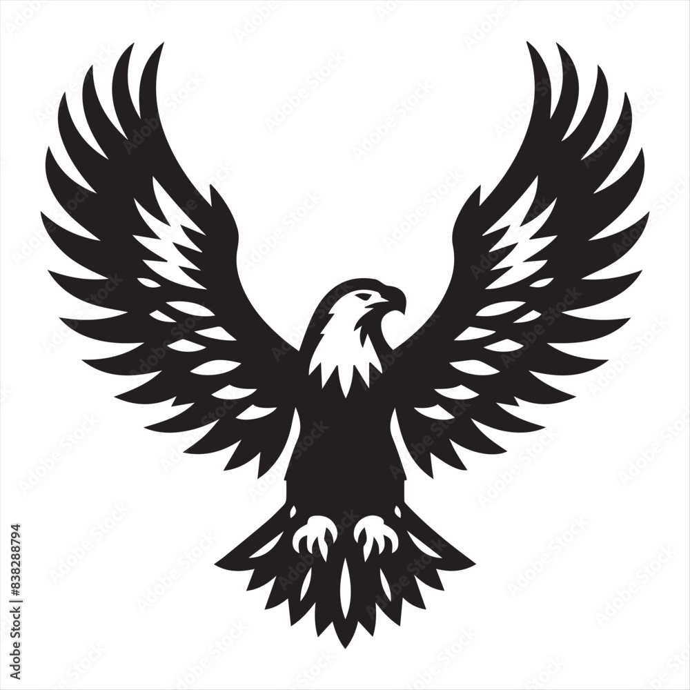 Obraz premium Eagle flying, vector, silhouette