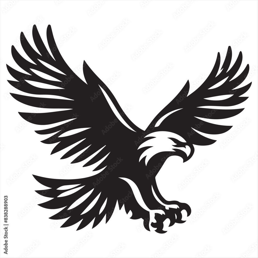 Obraz premium Eagle flying, vector, silhouette